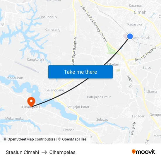 Stasiun Cimahi to Cihampelas map