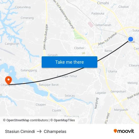 Stasiun Cimindi to Cihampelas map