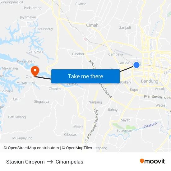 Stasiun Ciroyom to Cihampelas map