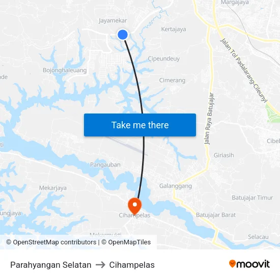 Parahyangan Selatan to Cihampelas map