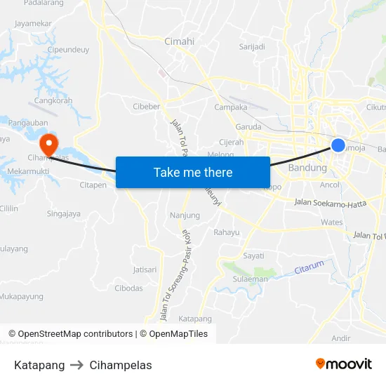 Katapang to Cihampelas map