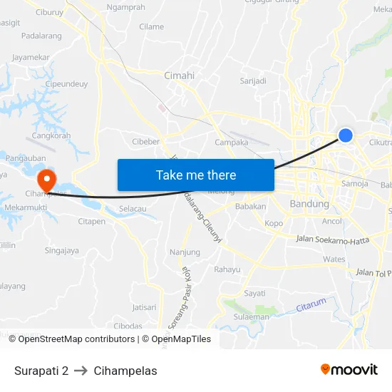 Surapati 2 to Cihampelas map