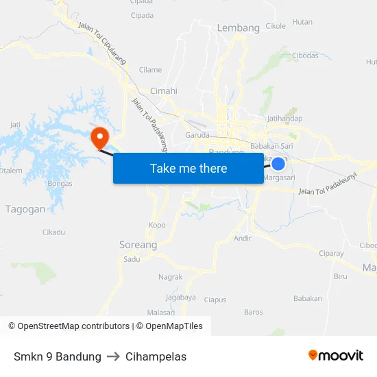 Smkn 9 Bandung to Cihampelas map
