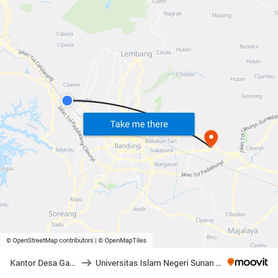 Kantor Desa Gadobangkong to Universitas Islam Negeri Sunan Gunung Djati Bandung map