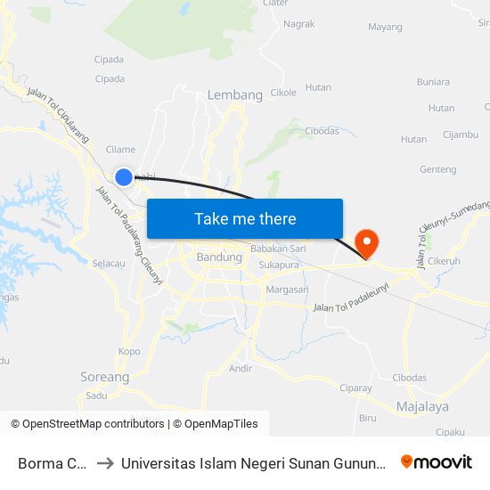 Borma Cimahi to Universitas Islam Negeri Sunan Gunung Djati Bandung map