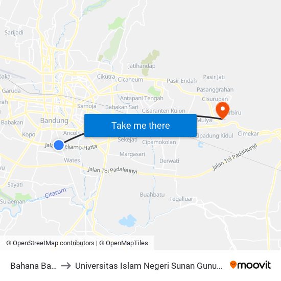 Bahana Bandung to Universitas Islam Negeri Sunan Gunung Djati Bandung map