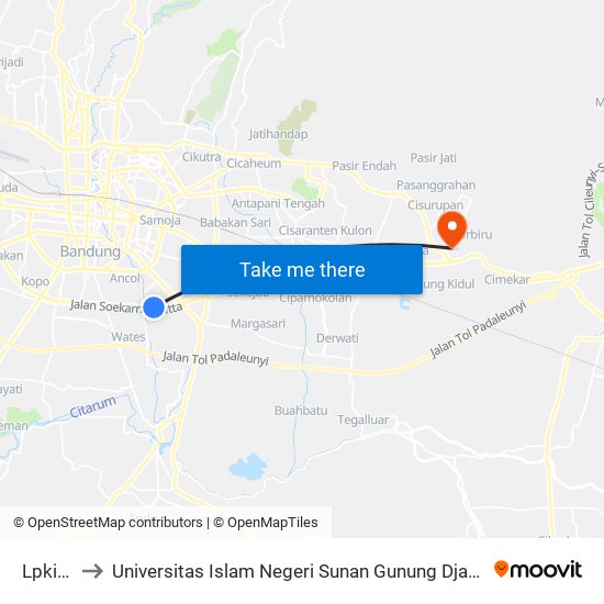 Lpkia B to Universitas Islam Negeri Sunan Gunung Djati Bandung map