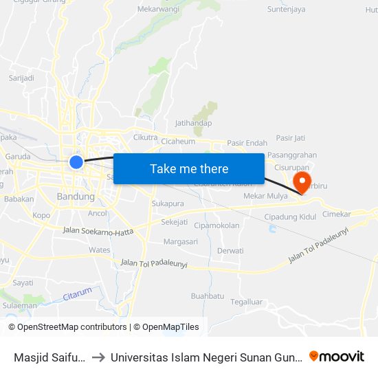 Masjid Saifuddaulah to Universitas Islam Negeri Sunan Gunung Djati Bandung map