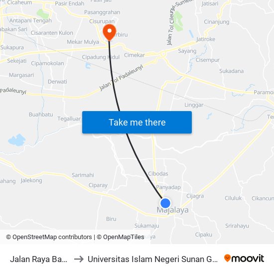 Jalan Raya Babakan 117 to Universitas Islam Negeri Sunan Gunung Djati Bandung map