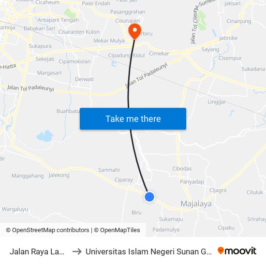 Jalan Raya Laswi Biru 1d to Universitas Islam Negeri Sunan Gunung Djati Bandung map