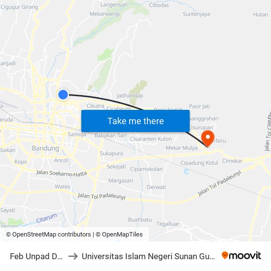 Feb Unpad Dipatiukur to Universitas Islam Negeri Sunan Gunung Djati Bandung map