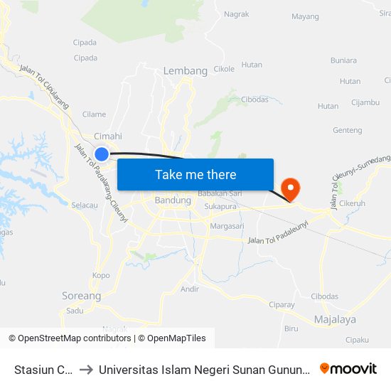 Stasiun Cimahi to Universitas Islam Negeri Sunan Gunung Djati Bandung map