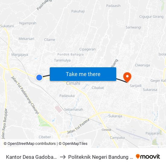 Kantor Desa Gadobangkong to Politeknik Negeri Bandung (Polban) map