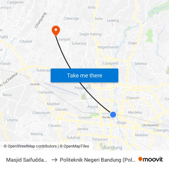 Masjid Saifuddaulah to Politeknik Negeri Bandung (Polban) map