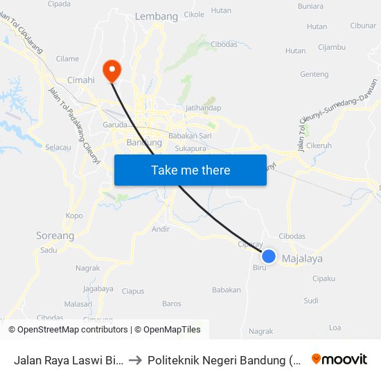 Jalan Raya Laswi Biru 1d to Politeknik Negeri Bandung (Polban) map