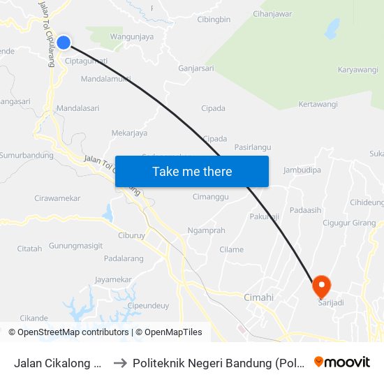 Jalan Cikalong 268 to Politeknik Negeri Bandung (Polban) map