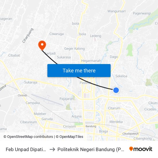 Feb Unpad Dipatiukur to Politeknik Negeri Bandung (Polban) map