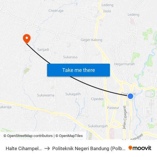 Halte Cihampelas to Politeknik Negeri Bandung (Polban) map