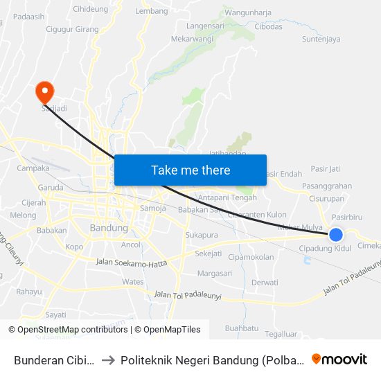 Bunderan Cibiru to Politeknik Negeri Bandung (Polban) map