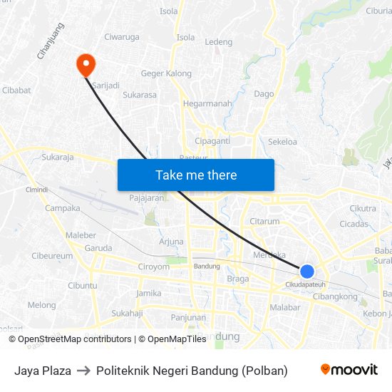 Jaya Plaza to Politeknik Negeri Bandung (Polban) map