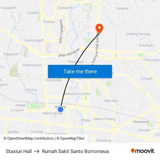 Stasiun Hall to Rumah Sakit Santo Borromeus map