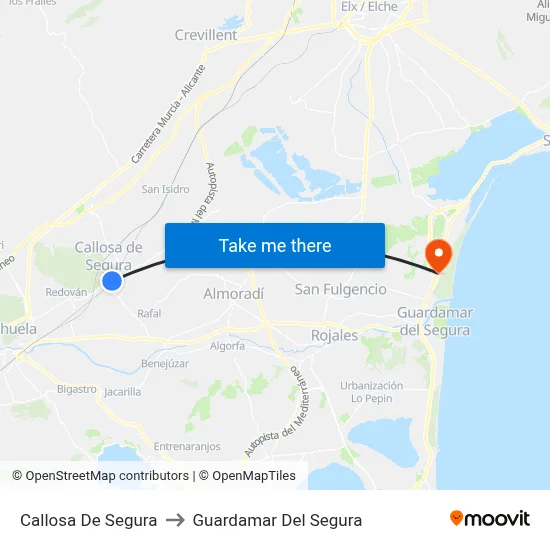 Callosa De Segura to Guardamar Del Segura map