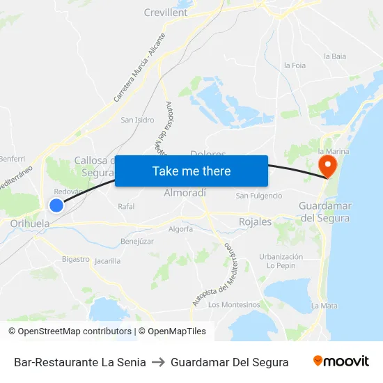 Bar-Restaurante La Senia to Guardamar Del Segura map