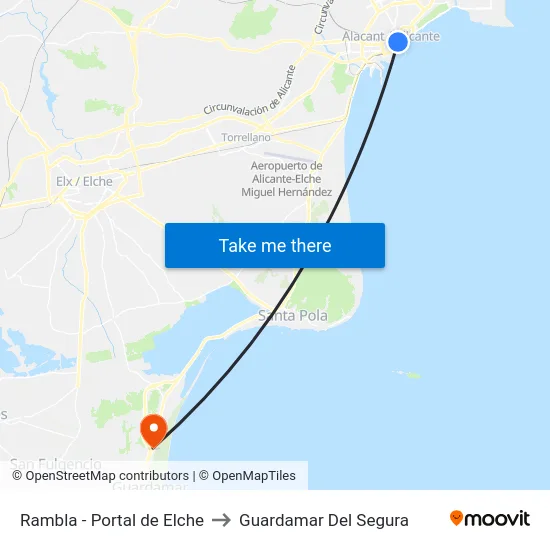 Rambla - Portal de Elche to Guardamar Del Segura map