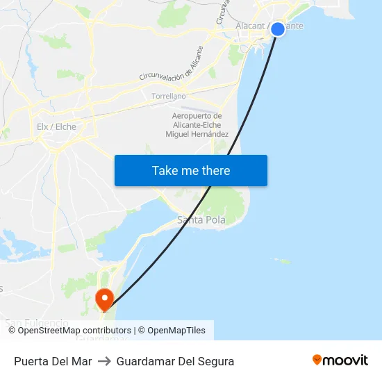 Puerta Del Mar to Guardamar Del Segura map