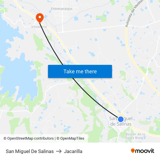 San Miguel De Salinas to Jacarilla map
