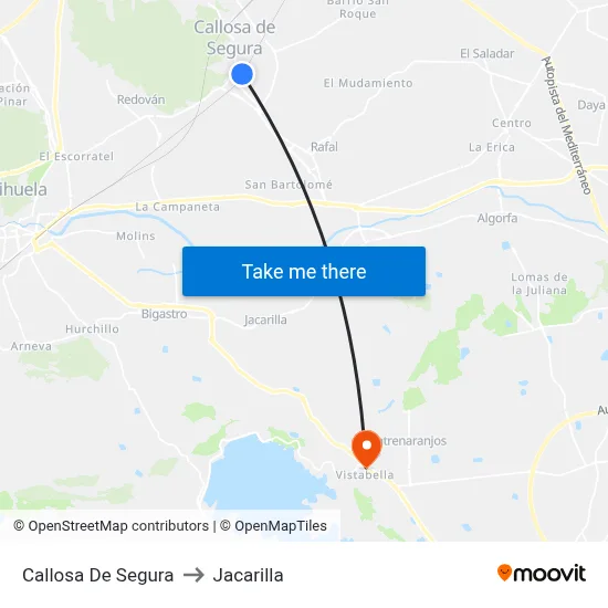 Callosa De Segura to Jacarilla map