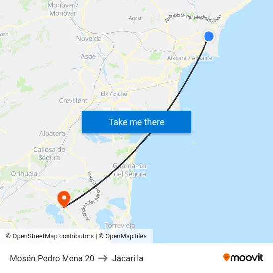 Mosén Pedro Mena 20 to Jacarilla map