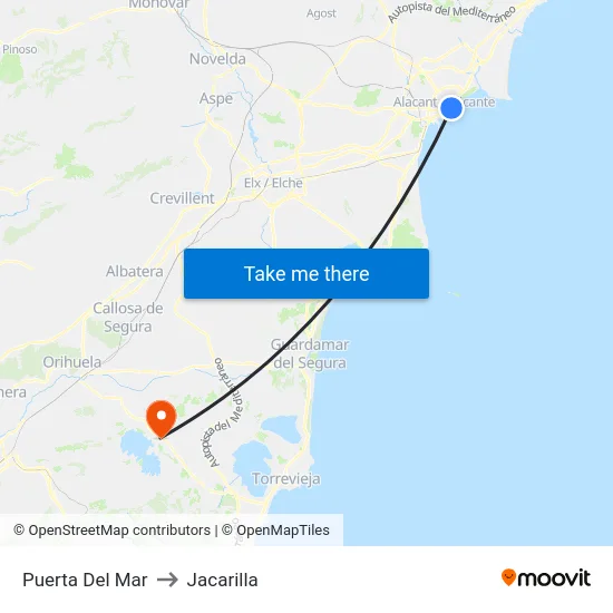 Puerta Del Mar to Jacarilla map