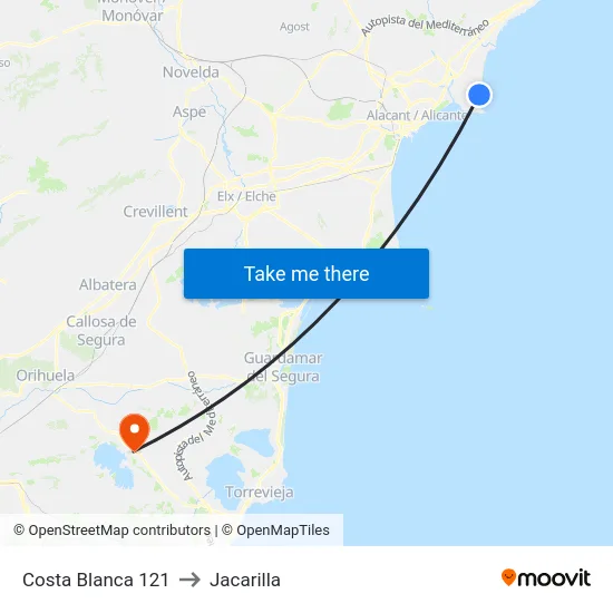 Costa Blanca 121 to Jacarilla map