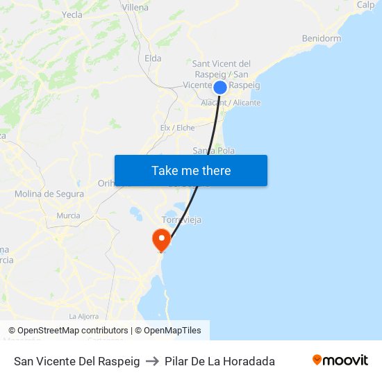 San Vicente Del Raspeig to Pilar De La Horadada map