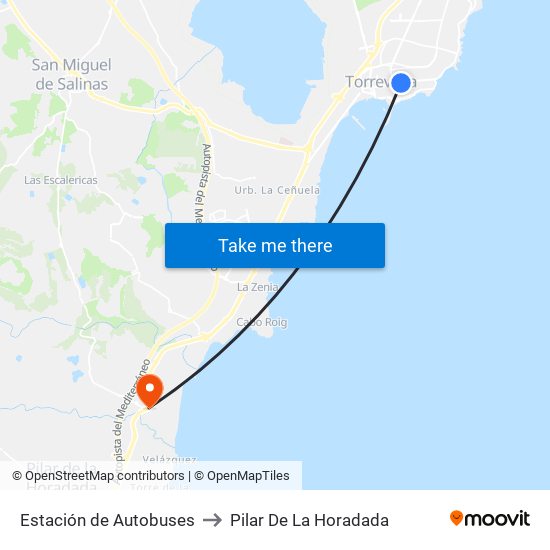 Estación de Autobuses to Pilar De La Horadada map