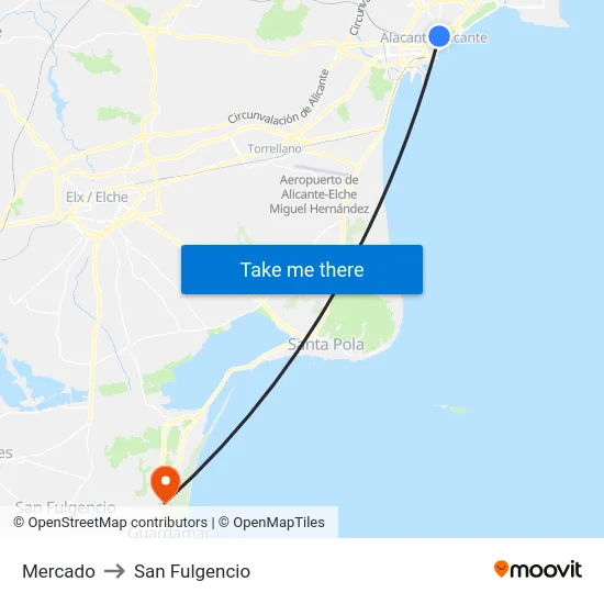 Mercado to San Fulgencio map