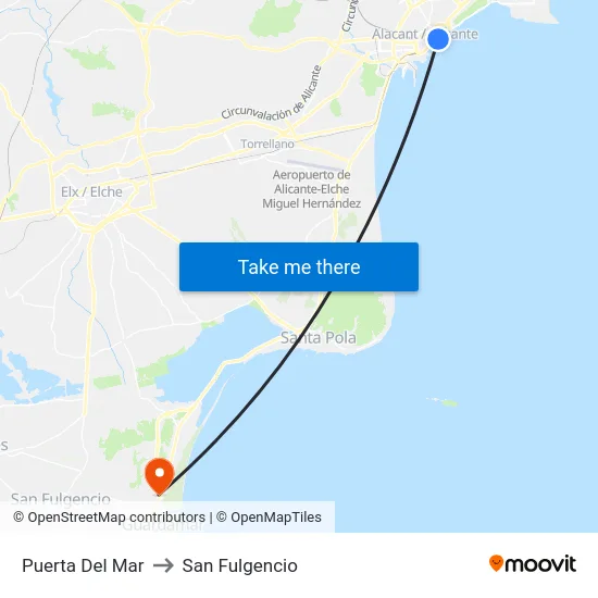 Puerta Del Mar to San Fulgencio map