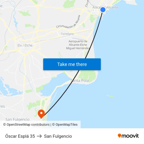 Óscar Esplá 35 to San Fulgencio map