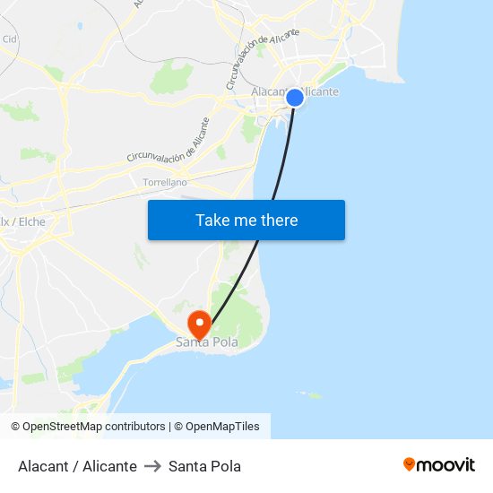 Alacant / Alicante to Santa Pola map