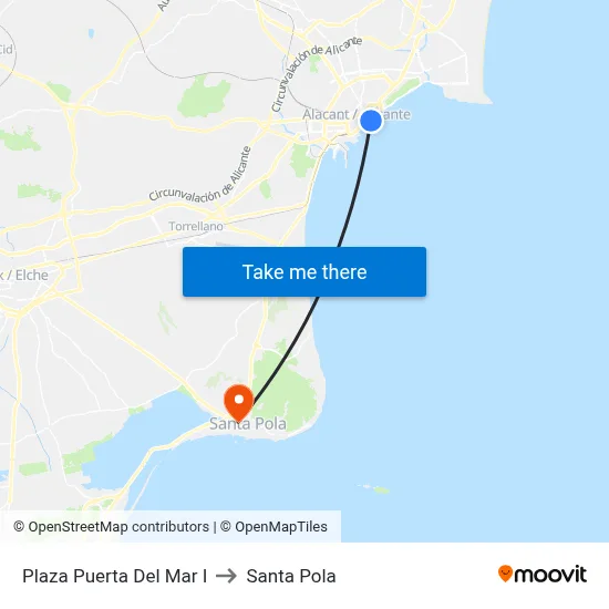 Plaza Puerta Del Mar I to Santa Pola map