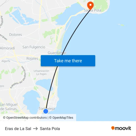 Eras de La Sal to Santa Pola map
