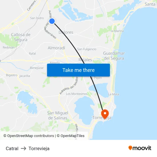 Catral to Torrevieja map