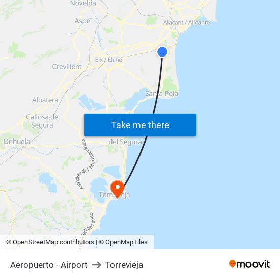 Aeropuerto - Airport to Torrevieja map
