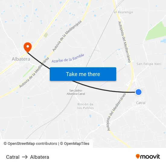 Catral to Albatera map