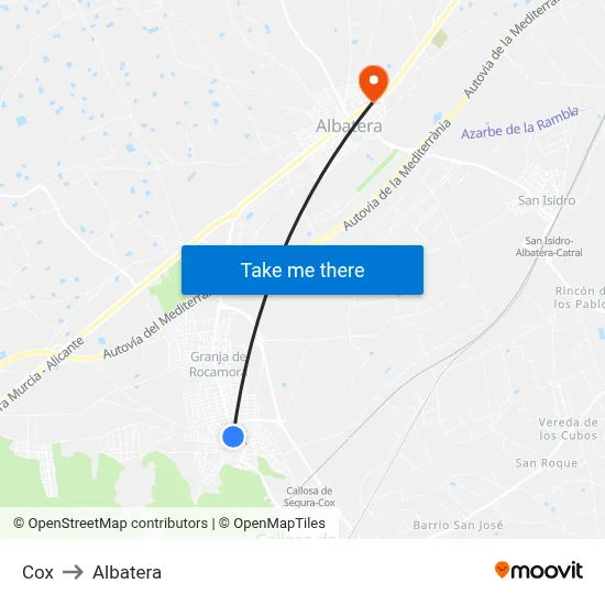 Cox to Albatera map