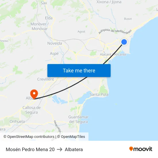 Mosén Pedro Mena 20 to Albatera map