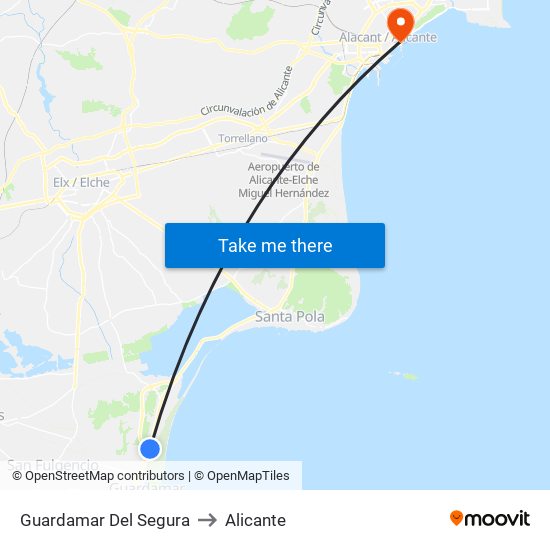 Guardamar Del Segura to Alicante map