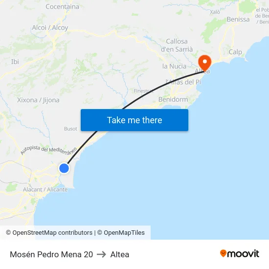 Mosén Pedro Mena 20 to Altea map