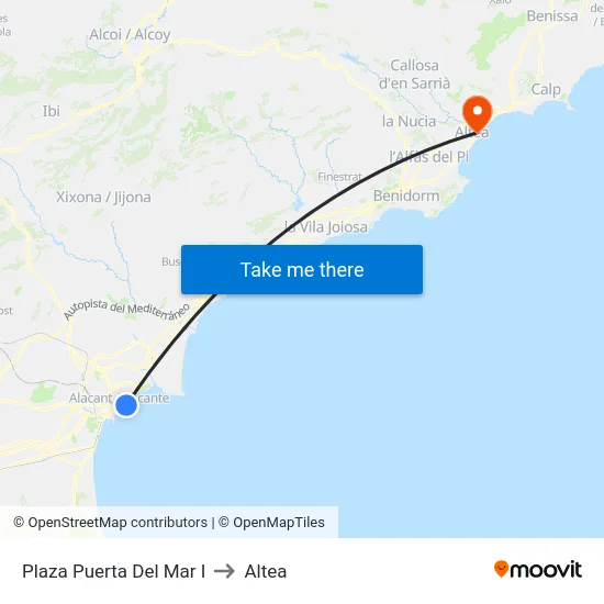 Plaza Puerta Del Mar I to Altea map